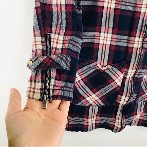Only Plaid Flannel Zip Up Shirt Women size 34 - Picture 8 of 15